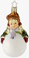 Frosty Inspiration, Girl on Snowball - LifeTouch Ornament by Inge Glas of Germany