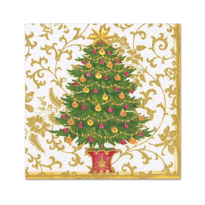 Gilded Christmas Tree Paper Beverage Napkins