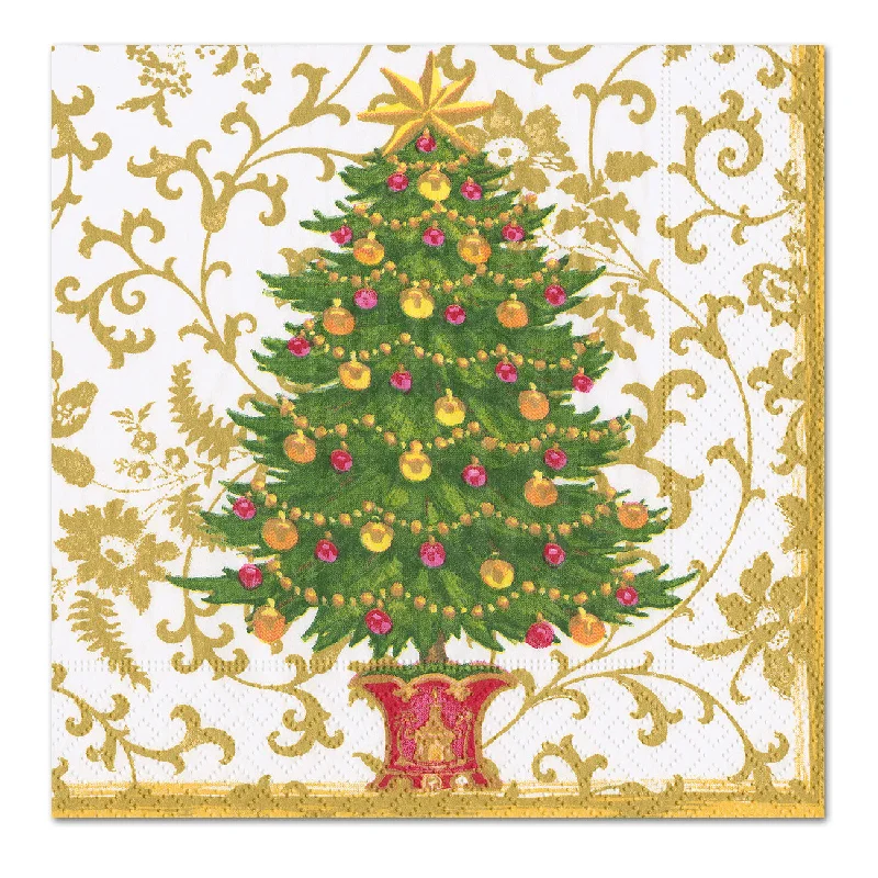 Gilded Christmas Tree Paper Luncheon Napkins