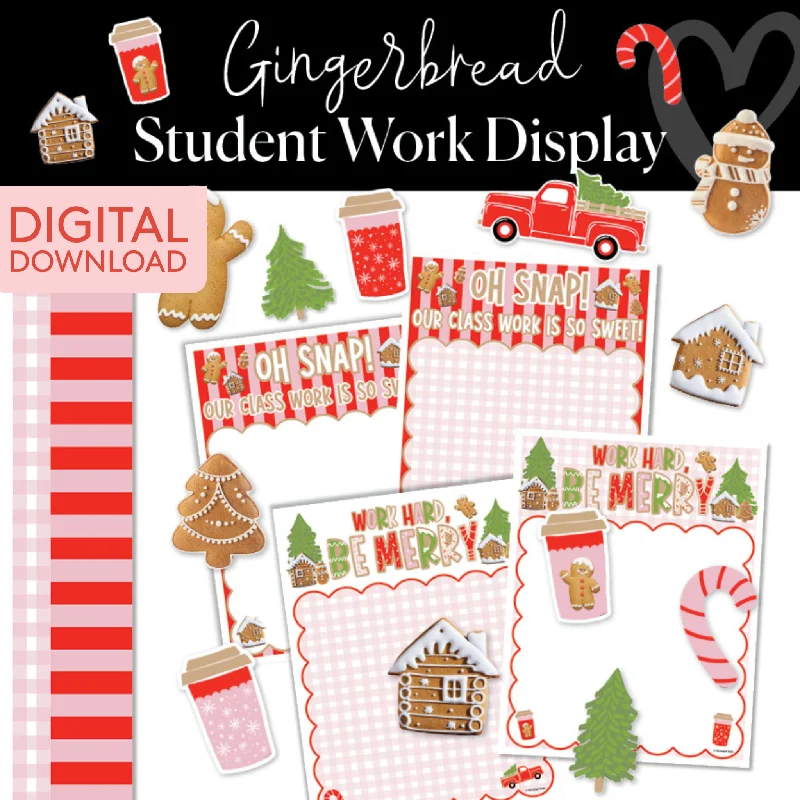 Gingerbread Bulletin Board Set- Student Work Display | Full UPRINT Bundle | Printable Classroom Decor |  Schoolgirl Style