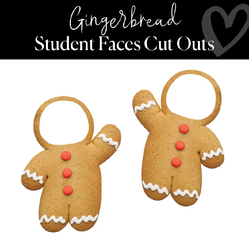 Gingerbread Student Face Cut Outs | Christmas Bulletin Board Cut Outs | UPRINT | Schoolgirl Style