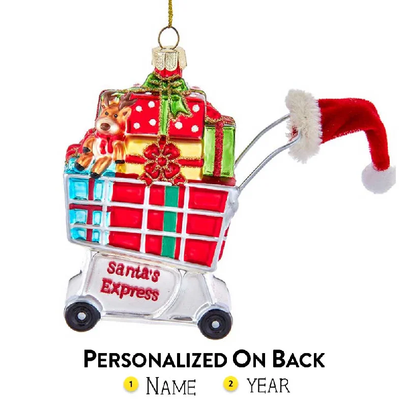 Personalized Glass Christmas Shopping Cart Ornament