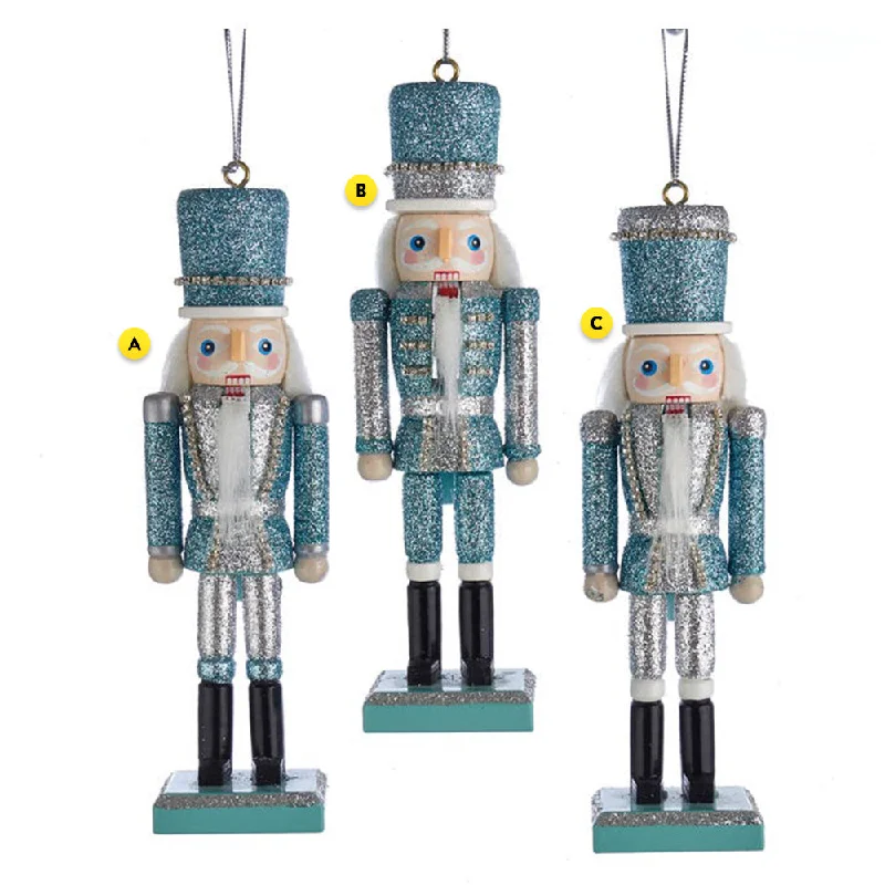 Glitter Silver and Blue Nutcracker Ornament