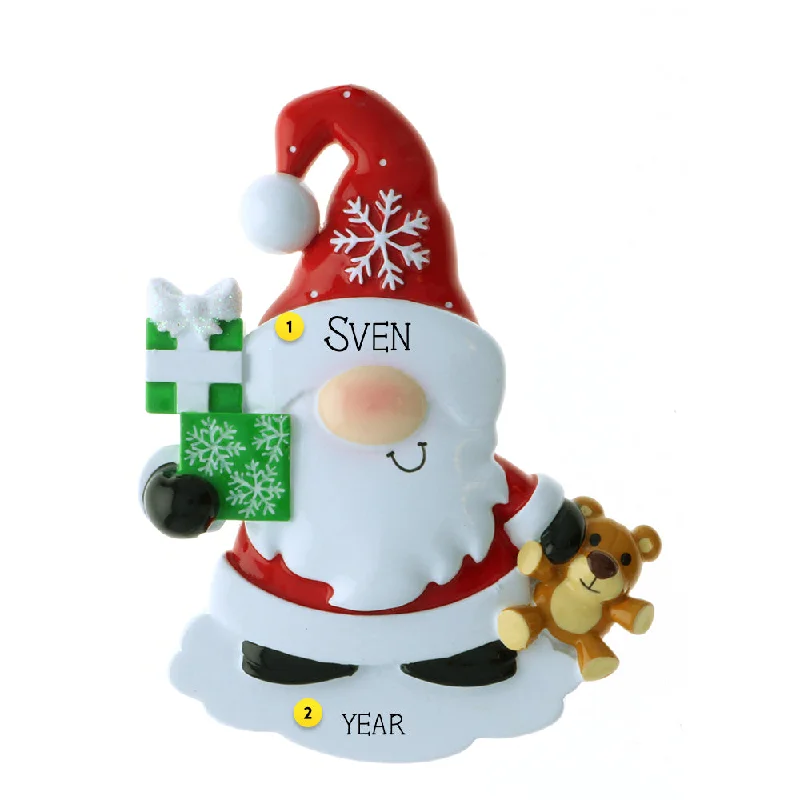 Personalized Gnome Santa Ornament