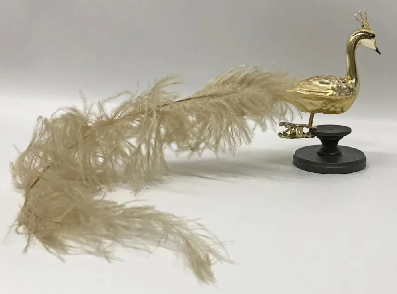 Gold Swan, with Flair and Plume Ornament by Glas Bartholmes