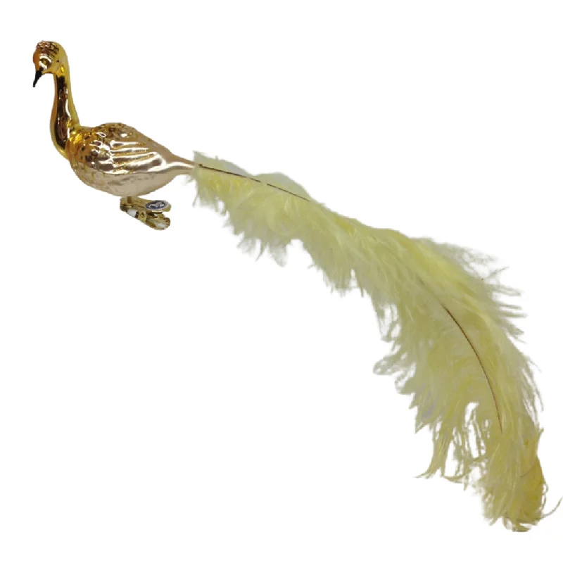 Gold Swan with Plume Ornament by Glas Bartholmes