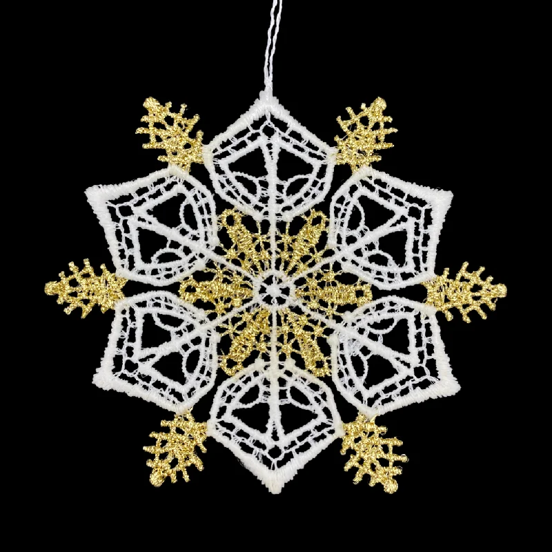 Gold and White Snowstar Lace Ornament by StiVoTex Vogel