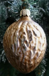 Gold Walnut Ornament by Old German Christmas