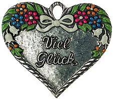 Good Luck Heart, Painted on One Side Pewter Ornament by Kuehn Pewter