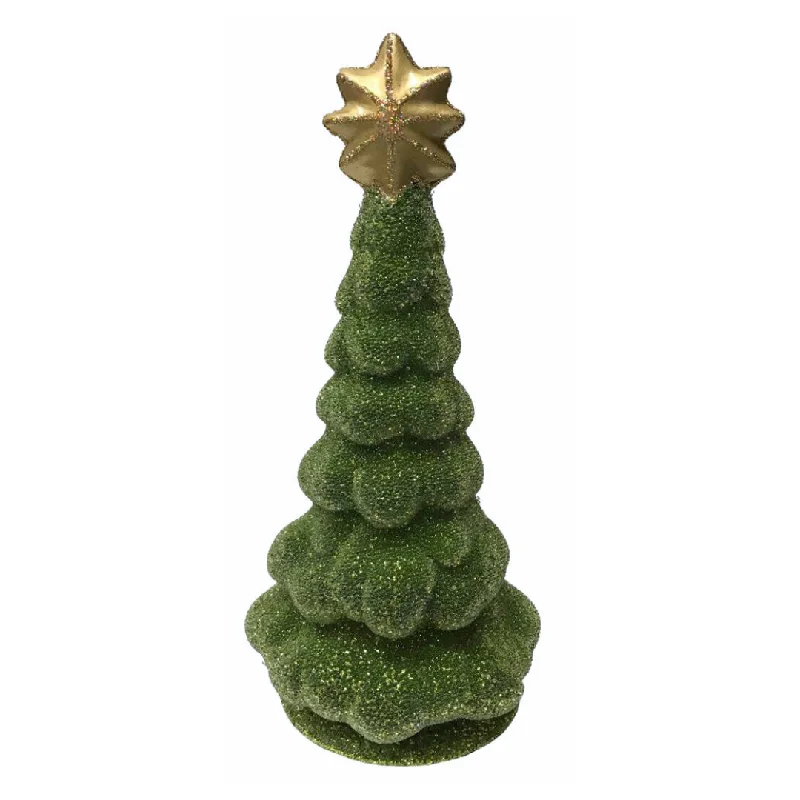 Green Beaded Tree with Glitter Paper Mache Candy Container by Ino Schaller