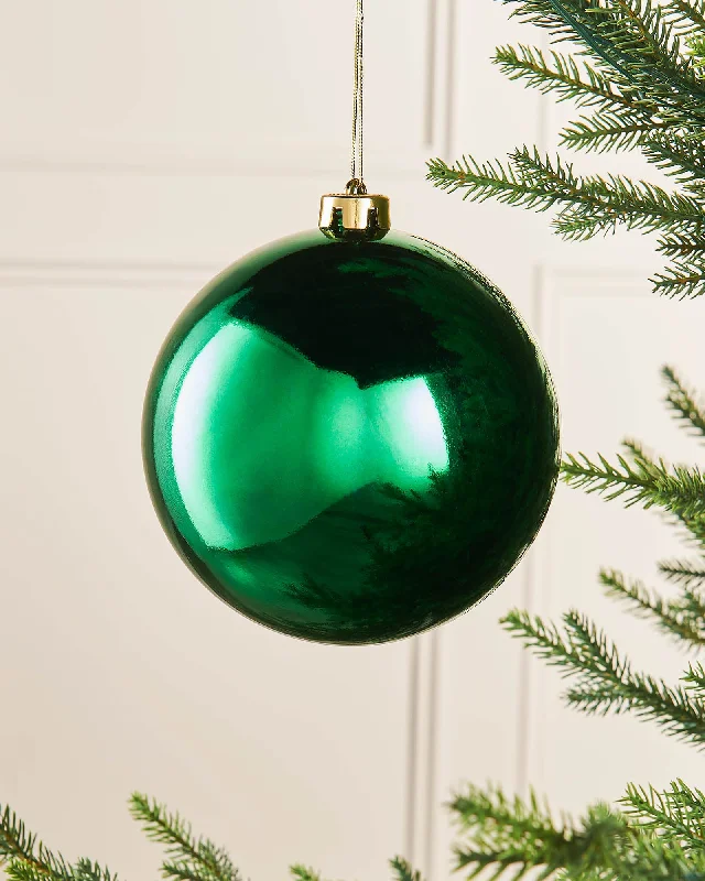 Christmas Green Large Gloss Shatterproof Bauble, 15 cm