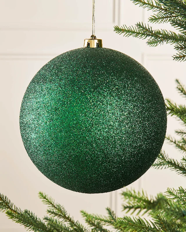 Christmas Green Large Glitter Shatterproof Bauble, 20 cm