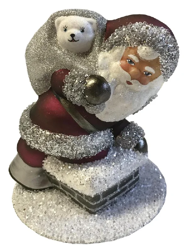 Santa on Chimney, Paper Mache Candy Container by Ino Schaller