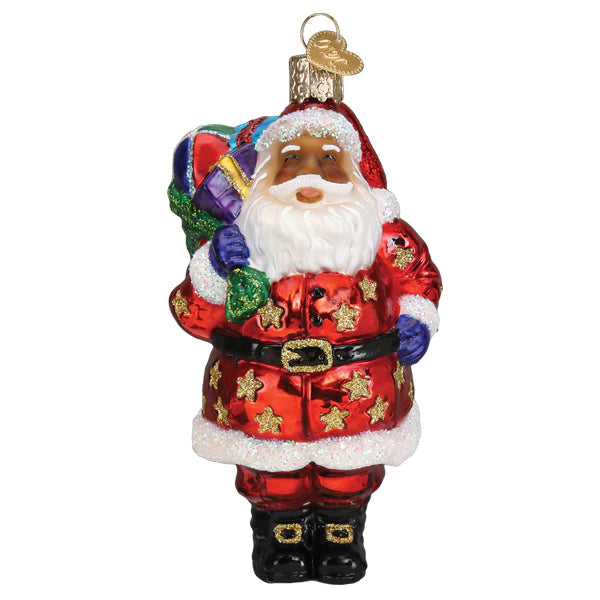 Jolly African American Santa Ornament - Old World Christmas