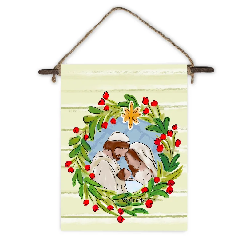 Joseph Mary Jesus Christmas Wreath Mini Wall Hanging