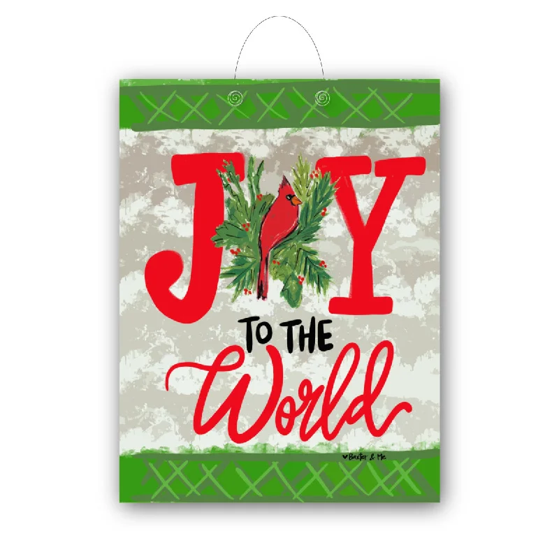 Joy to the World Red Bird Door Hanger