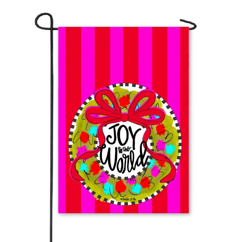 Joy to the World Wreath Garden Flag