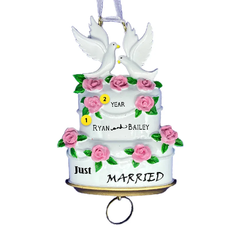 Personalized Just Married Wedding Cake Ornament