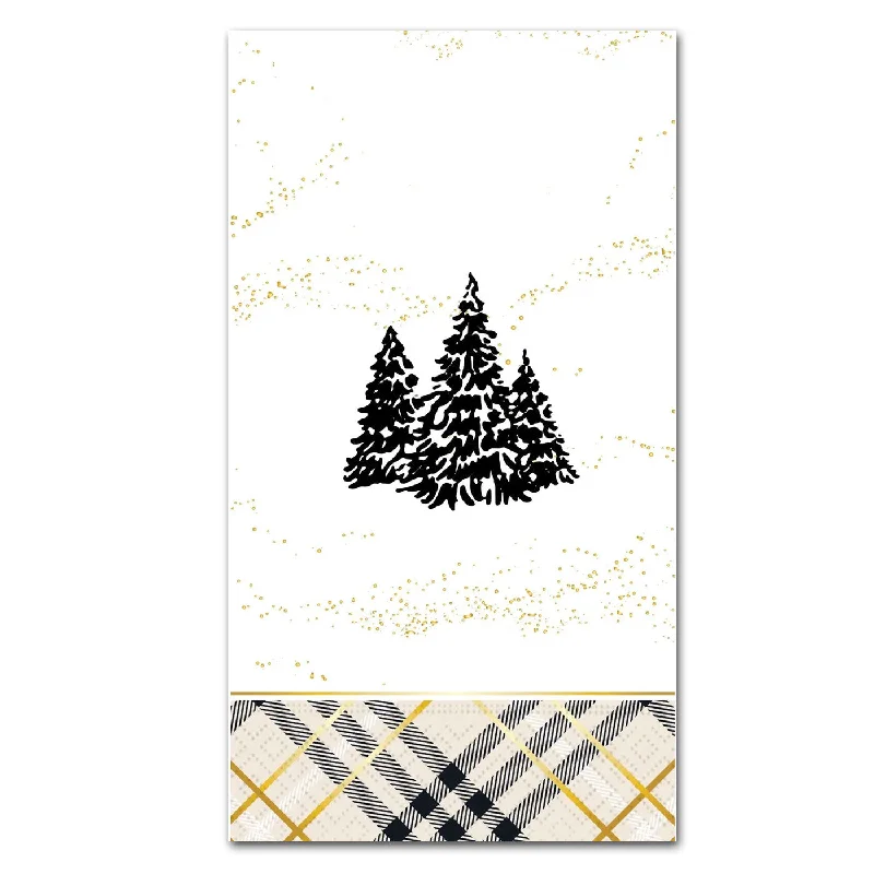 Lodge Evergreen Trees Gold Foil Paper Guest Towels