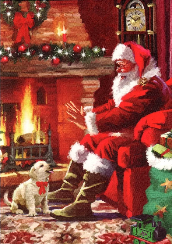 Love of Pets 18 Card Boxed Set - Santa And Puppy By The Fire