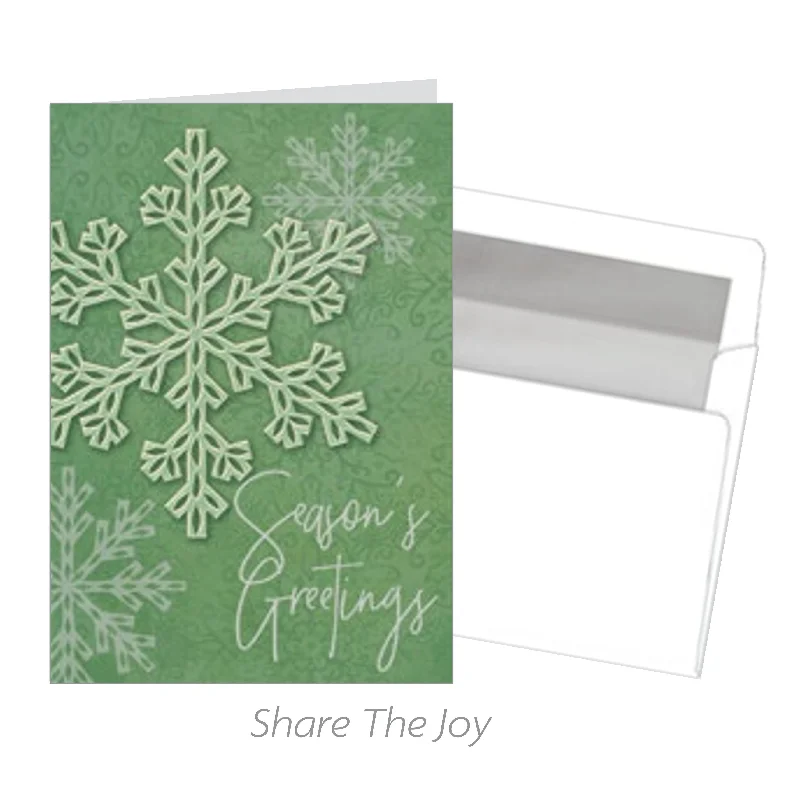 Luxury 18 Count Card Set - Sage Snowflakes