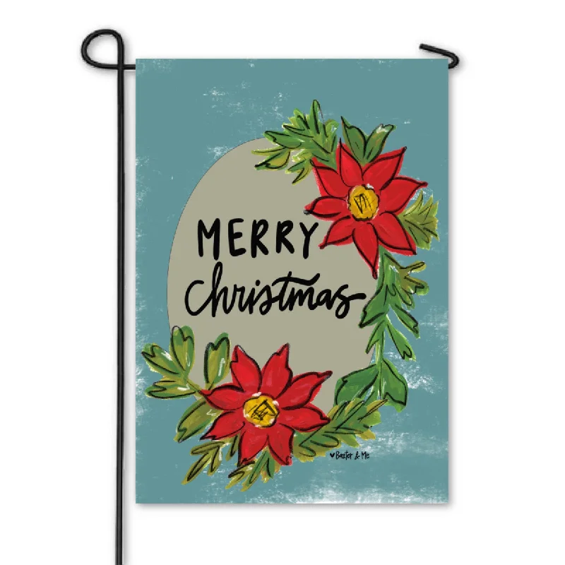 Merry Christmas Poinsettia Garden Flag