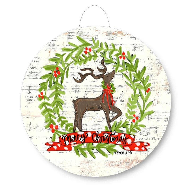 Merry Christmas Reindeer Door Hanger