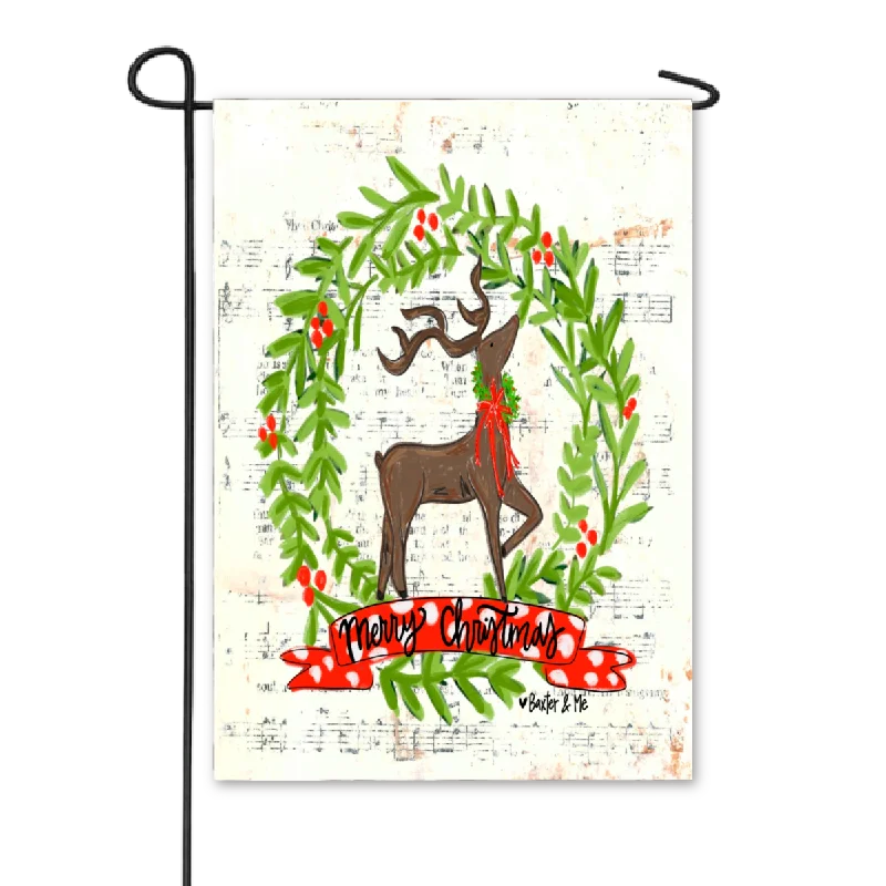 Merry Christmas Reindeer Garden Flag