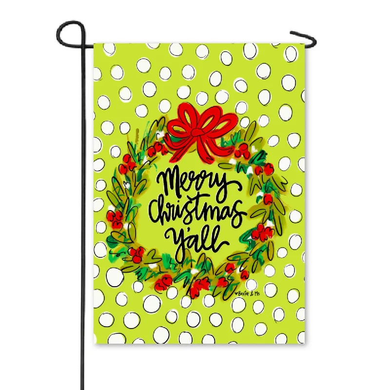 Merry Christmas Wreath Garden Flag