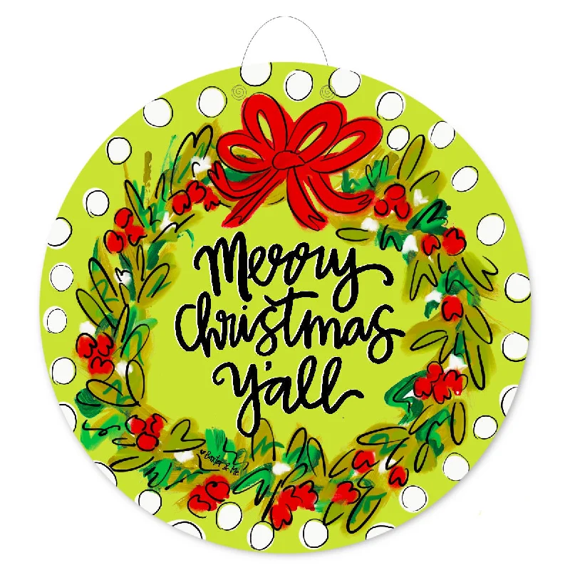 Merry Christmas Yall Wreath Door Hanger