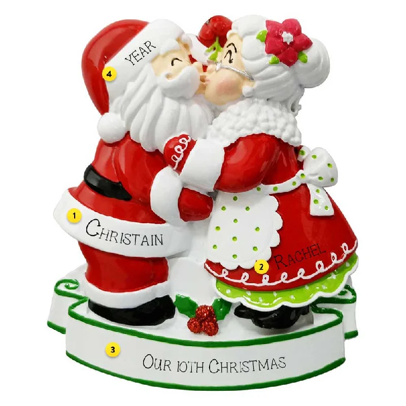 Personalized Mr. & Mrs. Claus Kissing Ornament