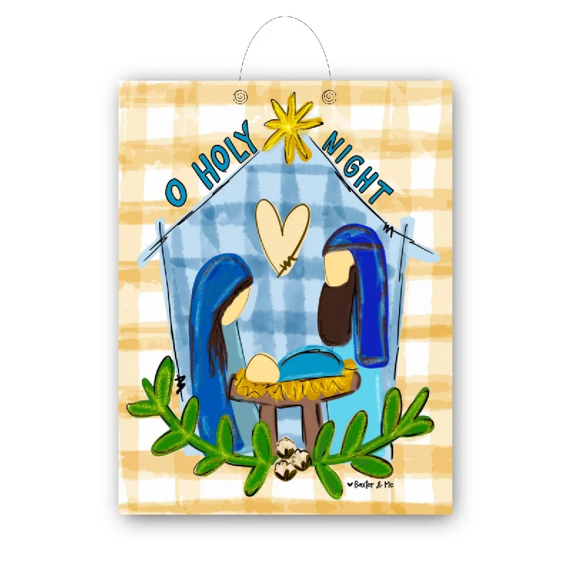 Nativity O Holy Night Cotton Door Hanger