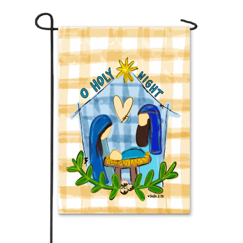 Nativity O Holy Night Cotton Garden Flag