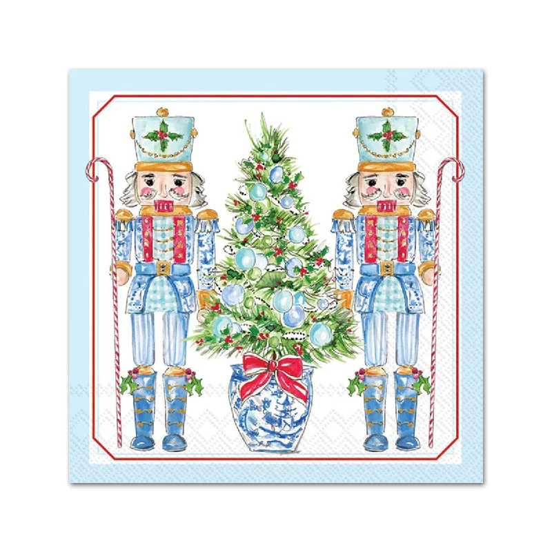 Nutcrackers & Christmas Tree Paper Beverage Napkins