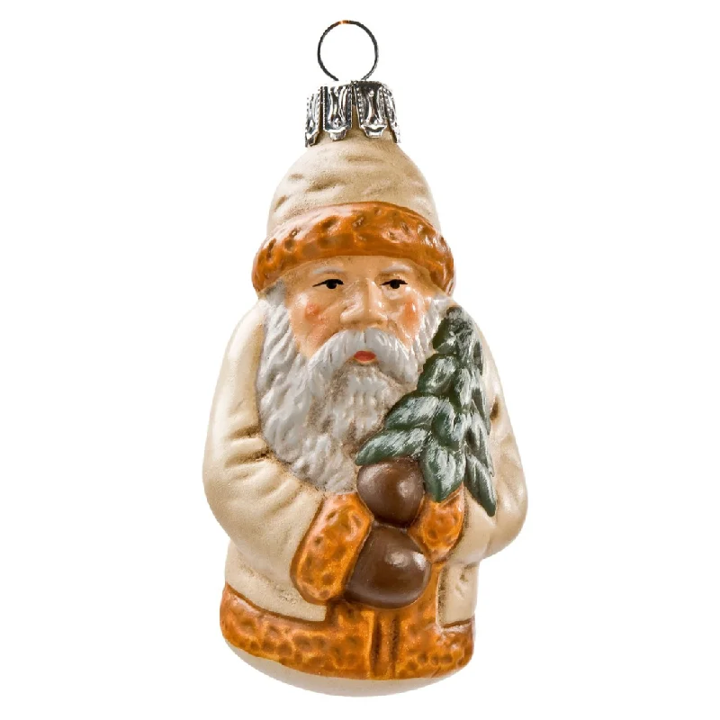 Paper Mache Hanging Santa, White Ornament by Marolin Manufaktur