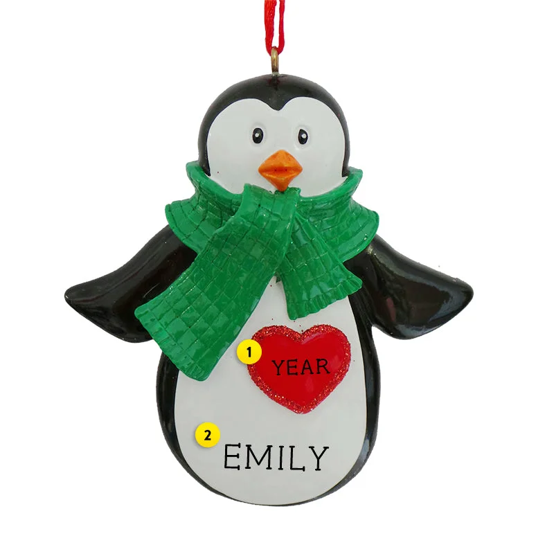 Personalized Penguin with Scarf Ornament