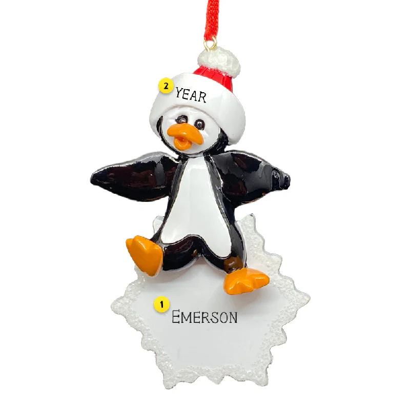 Personalized Penguin with Snowflake Ornament