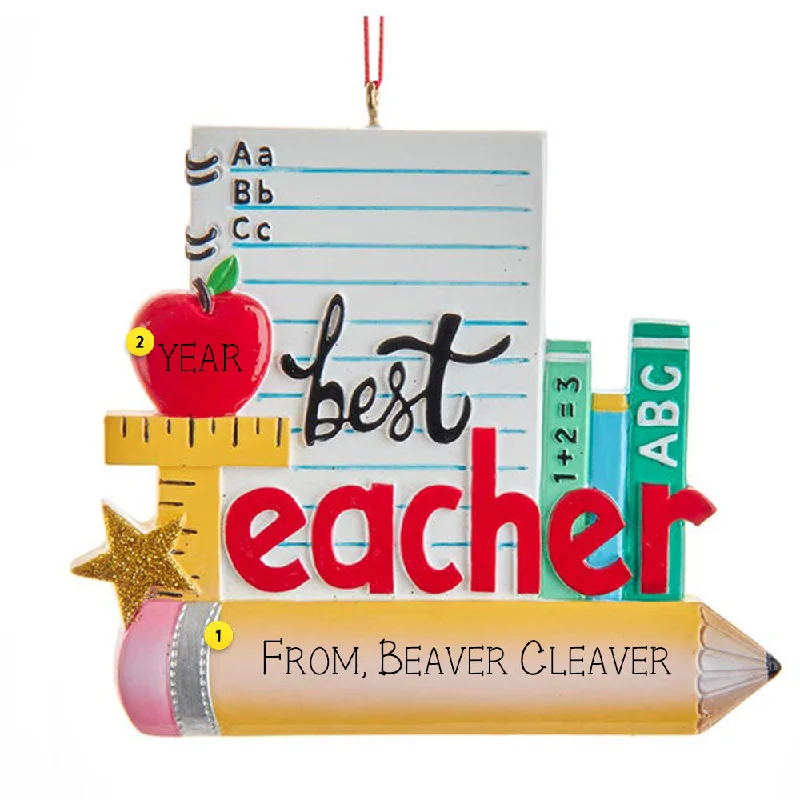 Personalized Best Teacher Ornament