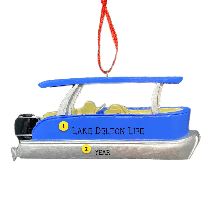 Personalized Blue Pontoon Ornament