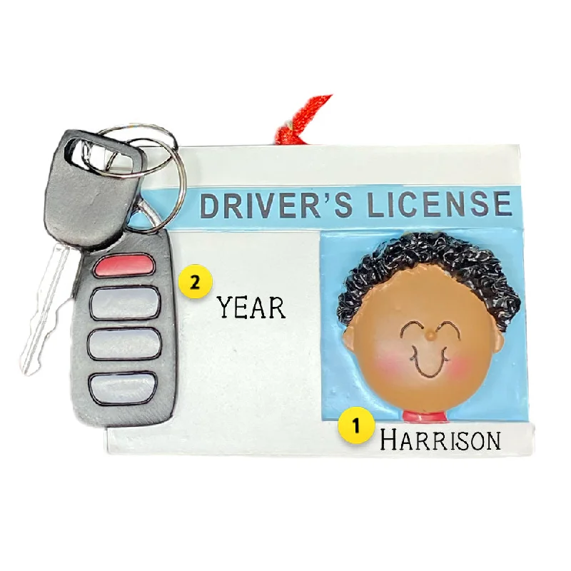 Personalized Driver's License with Key Fob Ornament - African American Male