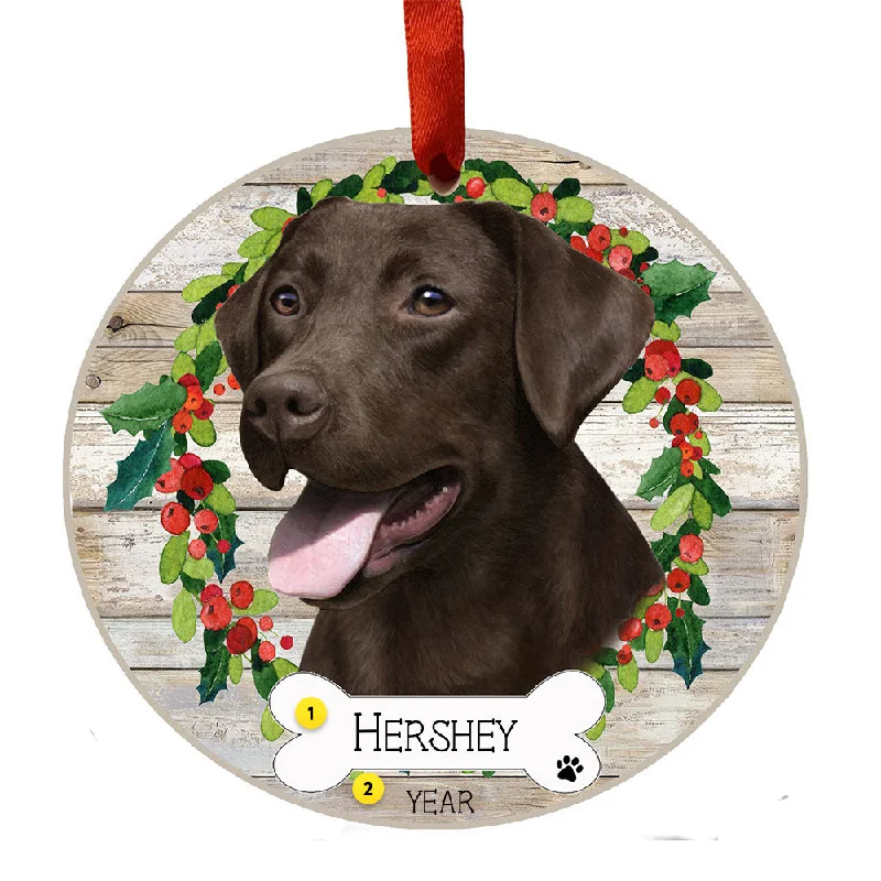 Personalized Labrador Ornament - Chocolate