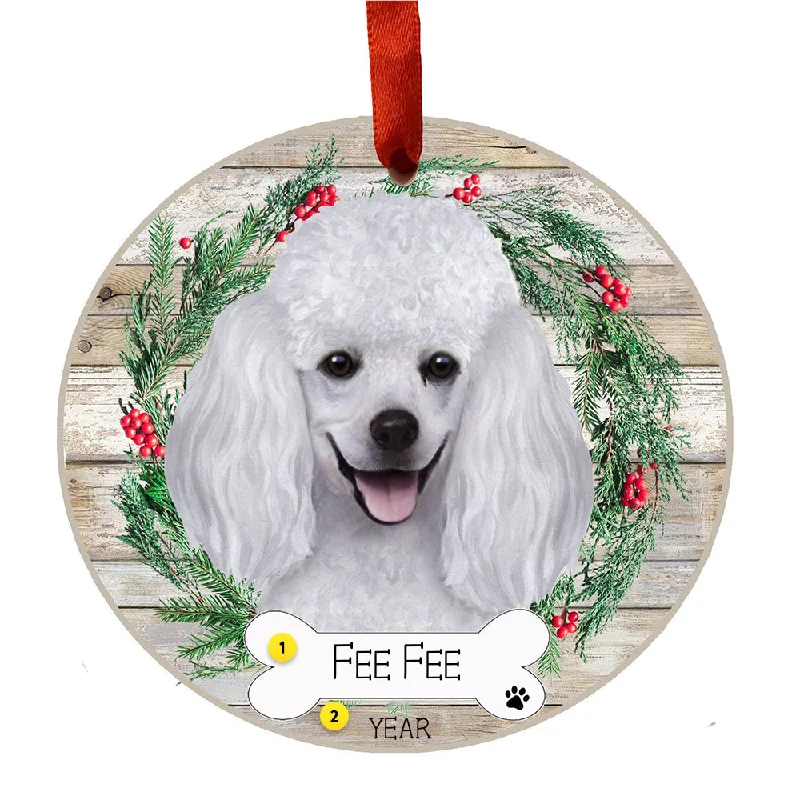 Personalized Poodle Ornament - White