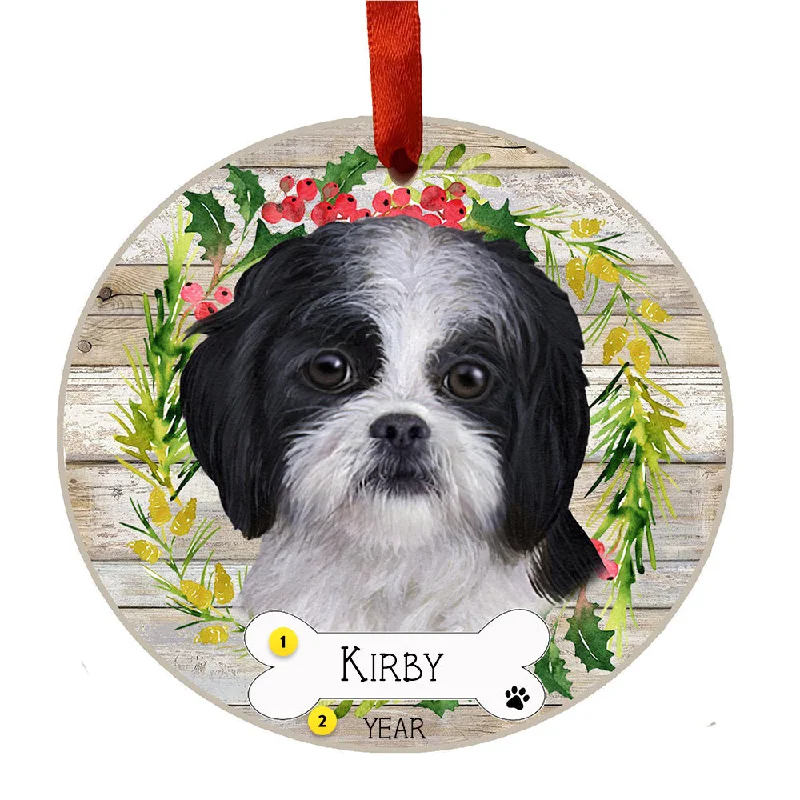 Personalized Shih Tzu Ornament - Black & White