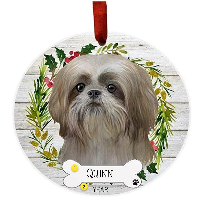 Personalized Shih Tzu Ornament - Tan & White