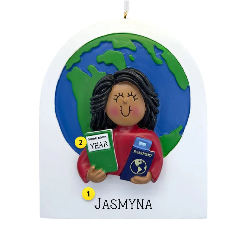 Personalized Traveler Ornament - Female, African American