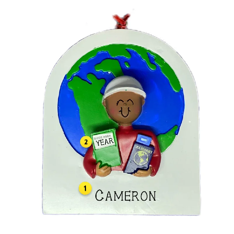 Personalized Traveler Ornament - Male, African American