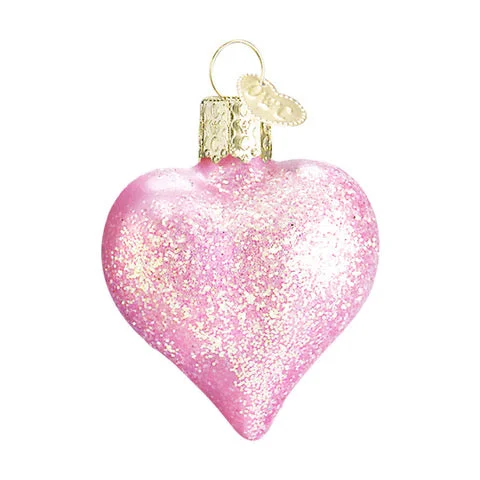 Pink Glitter Heart Ornament - Old World Christmas