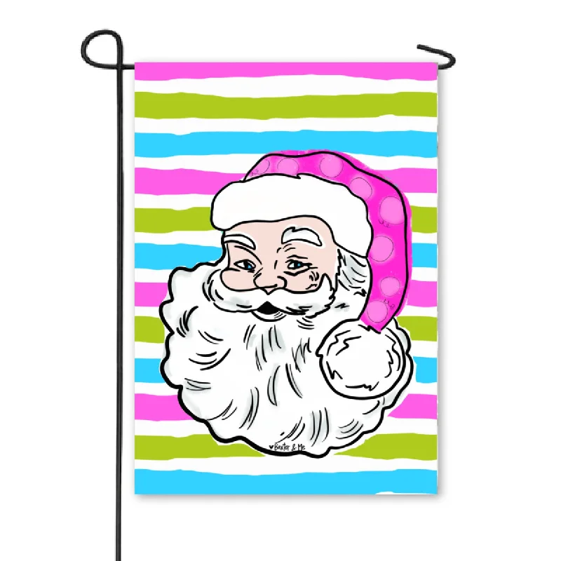 Pink Jolly Santa Garden Flag