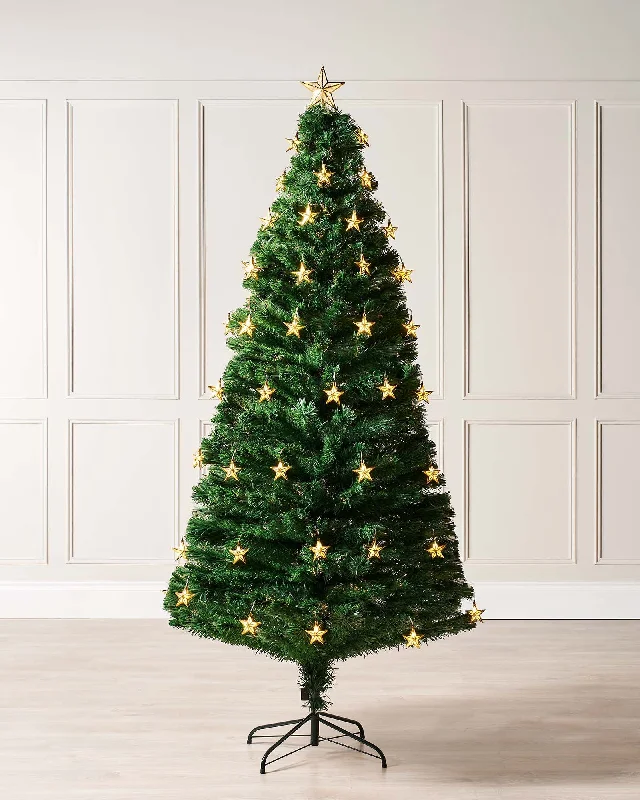 Pre-Lit Fibre Optic Christmas Tree with Stars, 5 ft