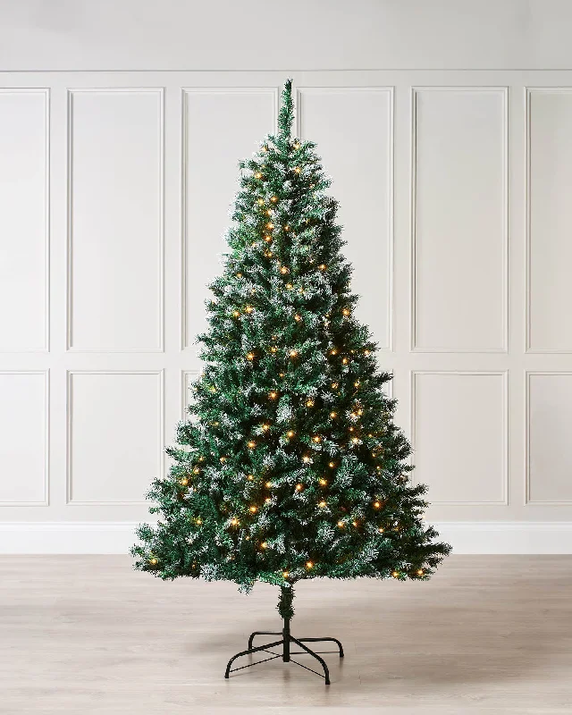 Pre-Lit Snow Flocked Mixed Pine Christmas Tree, 7 ft